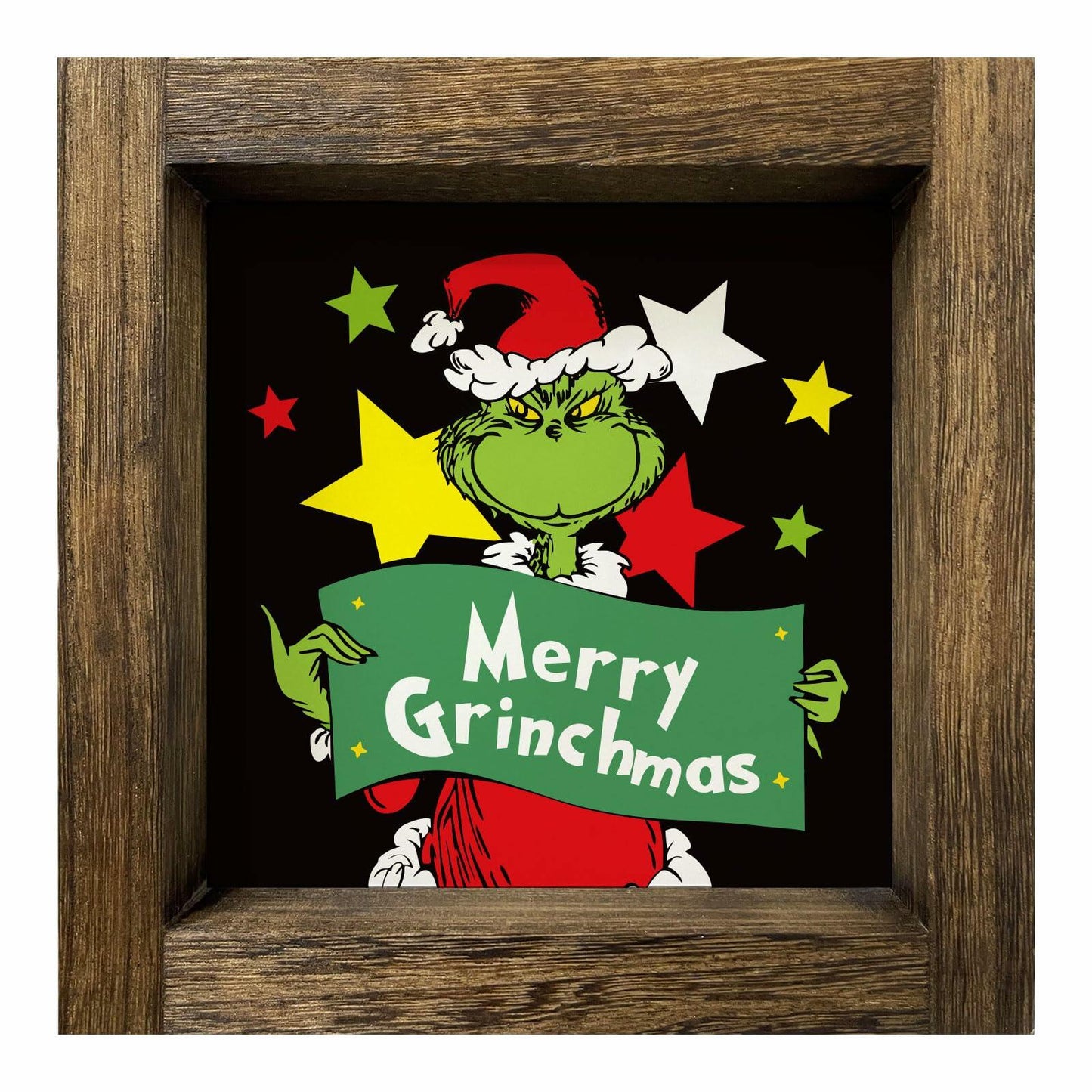 Funny Christmas Wooden Sign Home Bathroom Decor Cute Xmas 7x7 Inch Frame