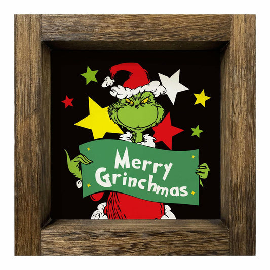 Funny Christmas Wooden Sign Home Bathroom Decor Cute Xmas 7x7 Inch Frame
