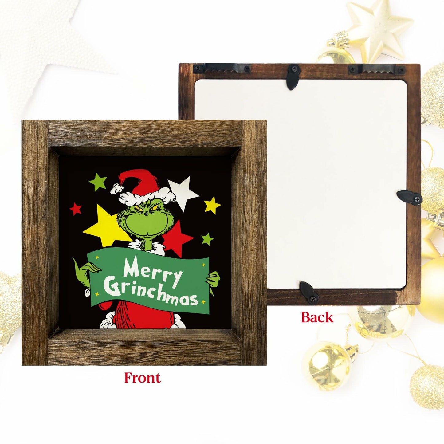 Funny Christmas Wooden Sign Home Bathroom Decor Cute Xmas 7x7 Inch Frame