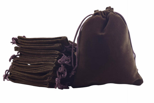 Sansam 50pcs Brown Velvet Jewelry Pouches Drawstring 2x2.8 Inch