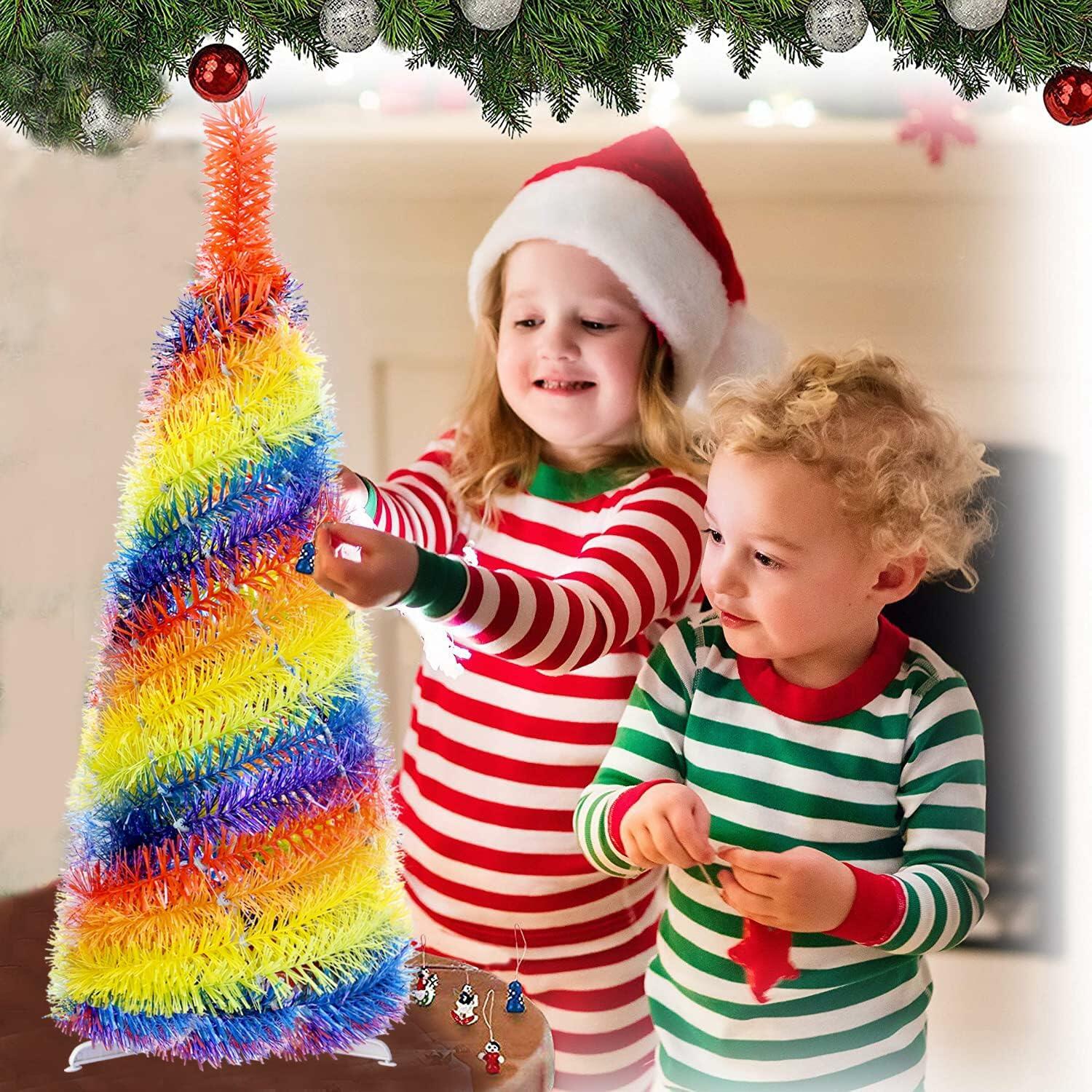 [Like_new] 5FT Pop Up Christmas Tree LED Lights Tree Topper Collapsible Snowflakes