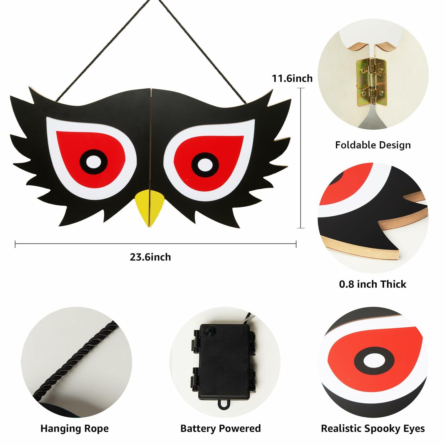 [Like New] BlcTec Halloween Spooky Eyes Lights 23.6in 7 Color Modes USB Battery Style C