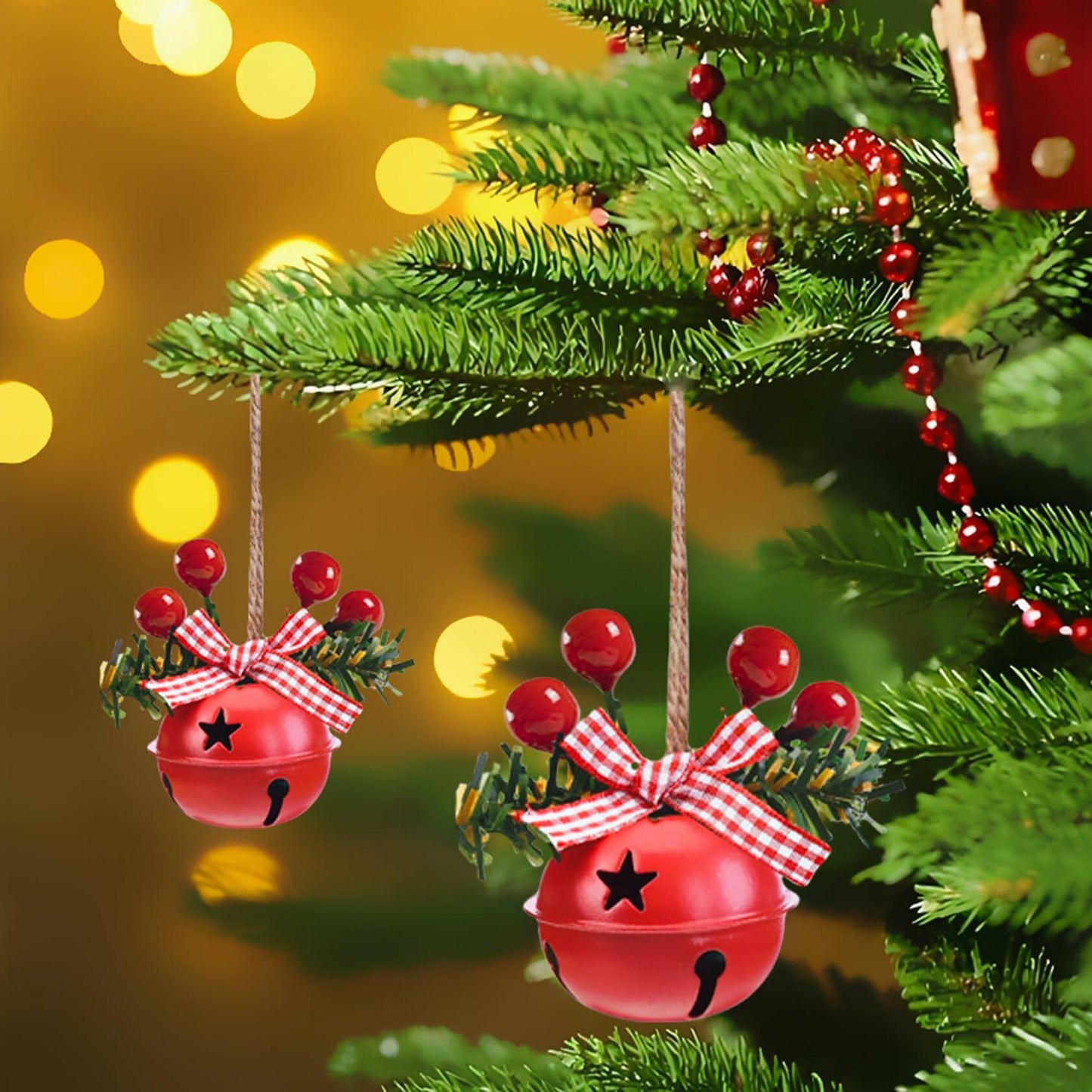 [Like New] 18 PCS Christmas Jingle Bells Ornaments Red White Green Tree Pendant Decor