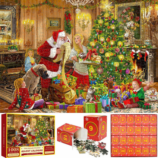 1008 Pc Christmas Jigsaw Puzzle Advent Calendar 2024, 24 Days, Family Gift