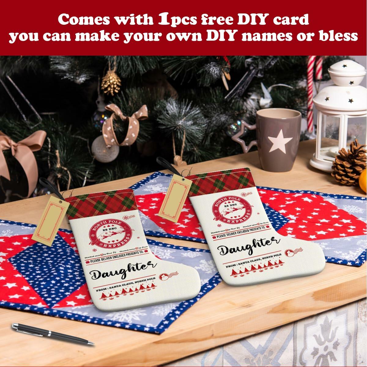 HEWBE Burlap Christmas Stocking Rustic Hanging Xmas Decoration Daughter Gift