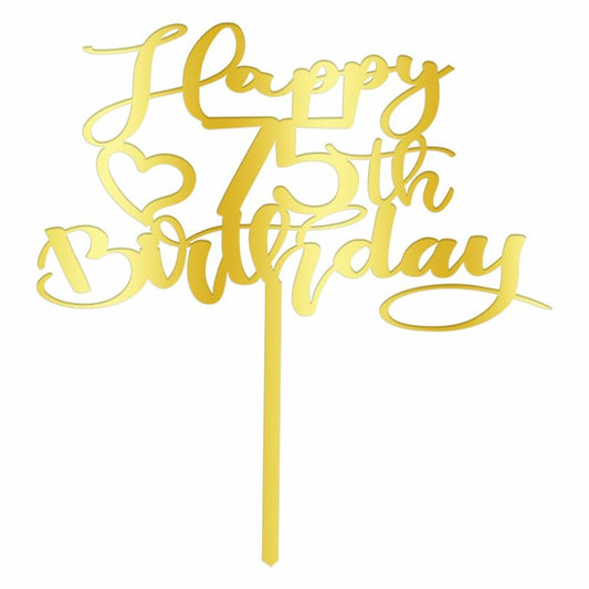 Alewoaly Acrylic Happy 75th Birthday Cake Top Decoration Party Decor