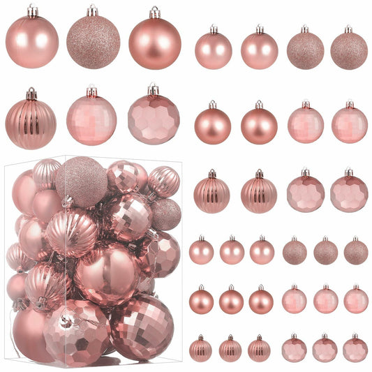 YiYunFloral Christmas Ball Ornaments 36pcs 6 Styles 3 Sizes Rose Gold