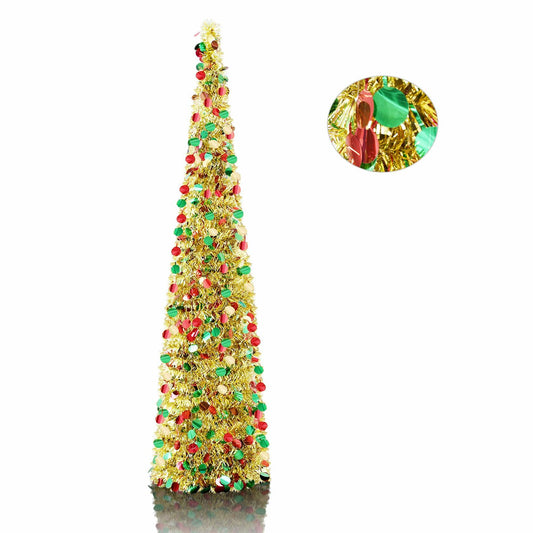 5FT Pop-Up Artificial Christmas Tree Collapsible Silver Pencil Indoor Outdoor
