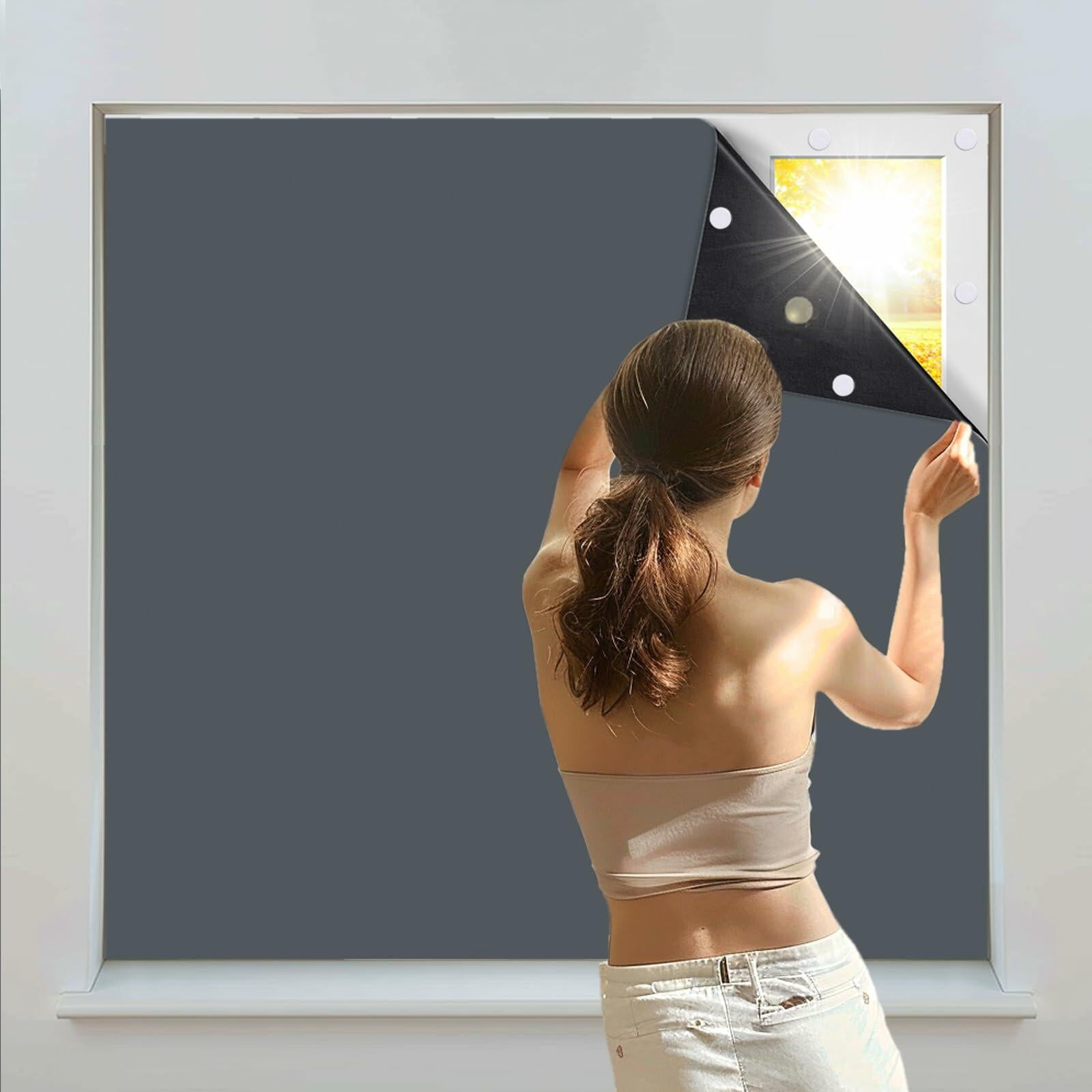 Jilron Blackout Curtain Beige 55x40in Portable Light Blocking 1 Pc