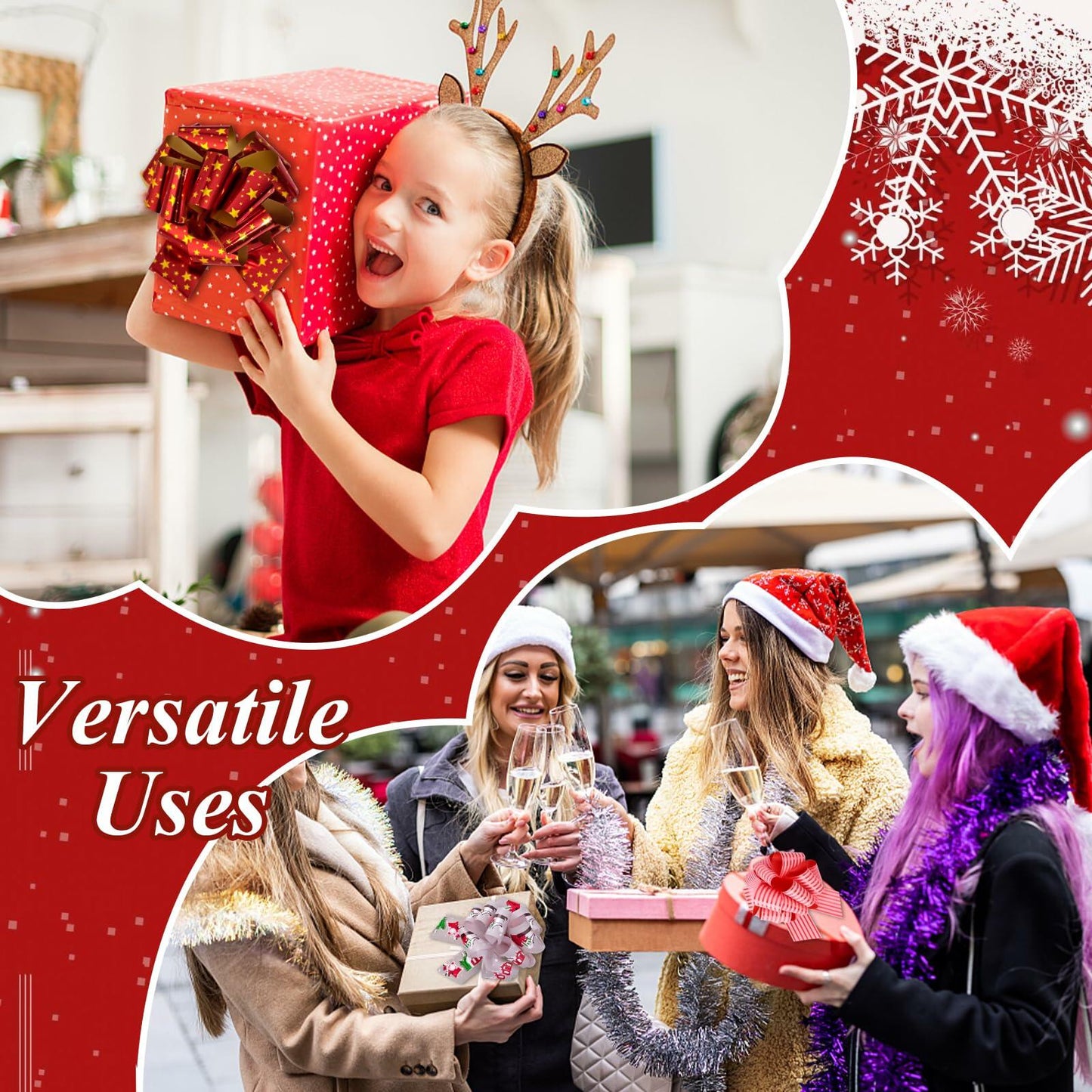 VGOODALL Christmas Pull Bows 5 Inch 30PCS Red Gift Wrap Decor