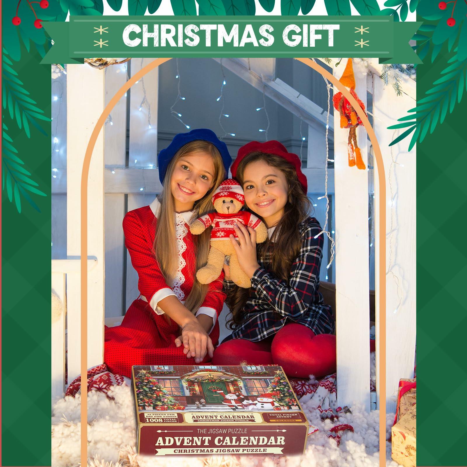 Poen 2025 Christmas Advent Calendar Puzzle 1008pc Santa Stories Porch