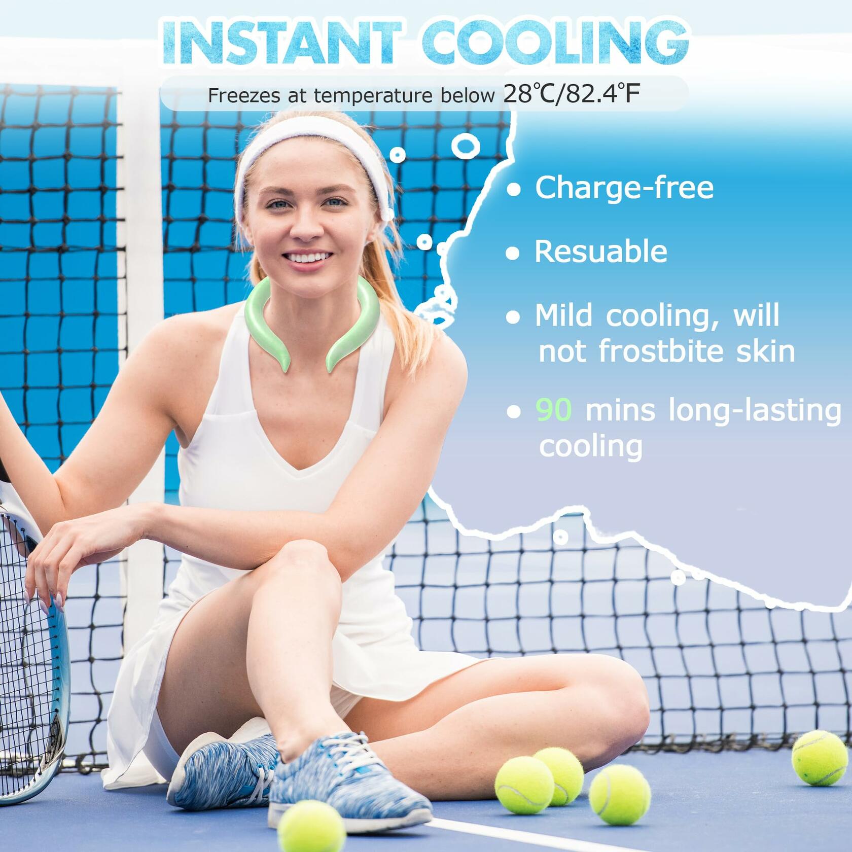 Fluorescent Neck Cooling Tube Reusable Ice Ring Neck Cooler Green