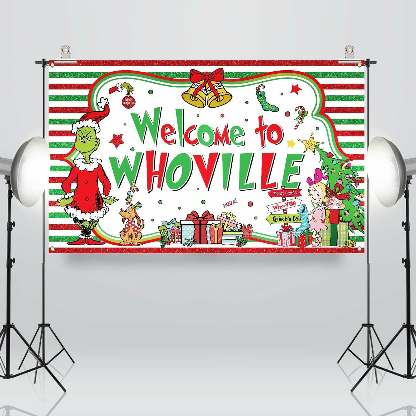 Sunwer Xmas Photo Booth Backdrop Green Christmas Winter Holiday 7x5ft White-A