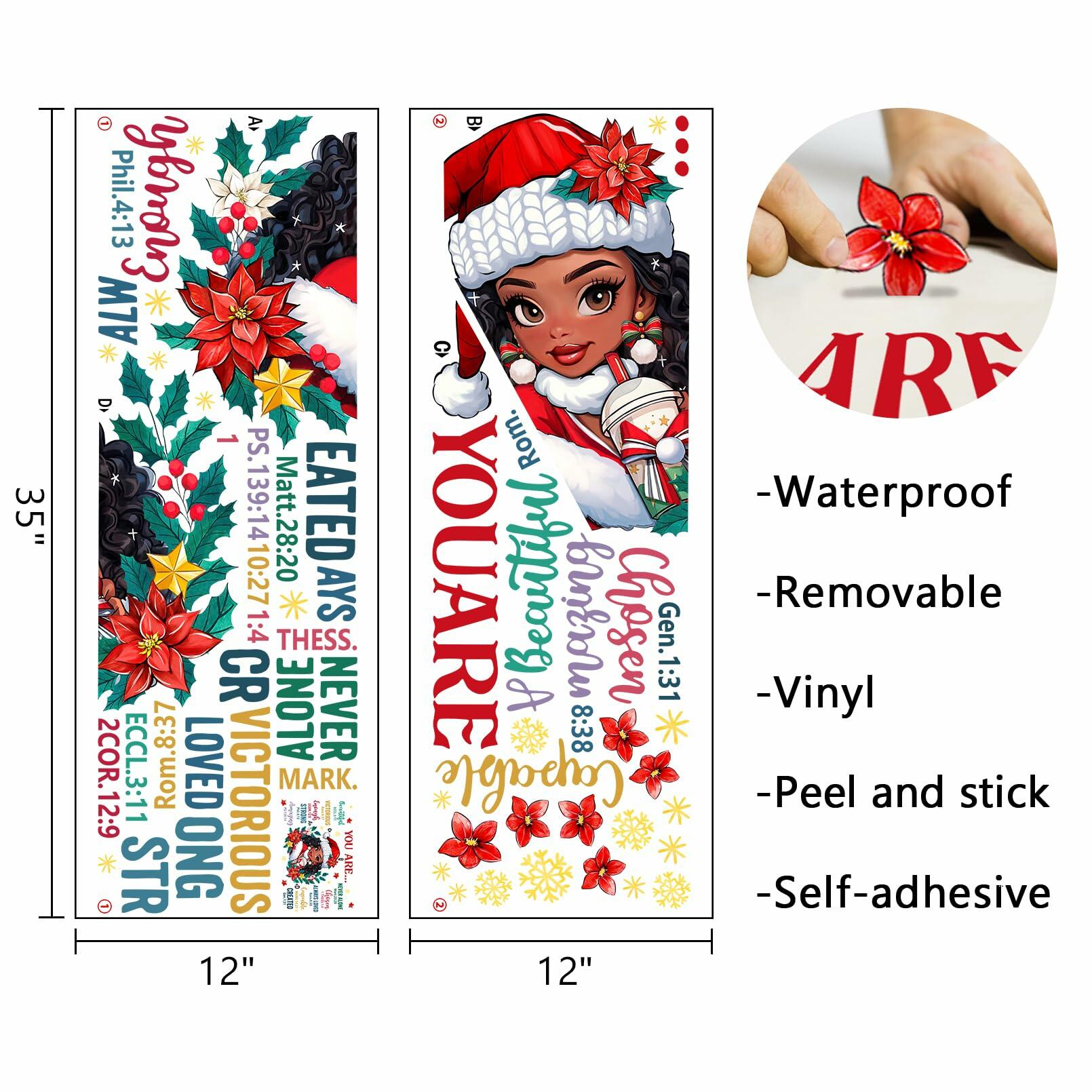 Mfault Christmas Black Girl Inspirational Wall Decals Stickers Xmas Decor