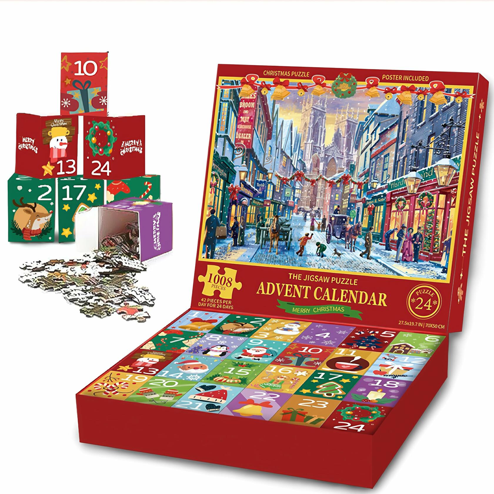 FunPaxido Christmas Advent Calendar Jigsaw Puzzle 1008 Pieces 24 Boxes