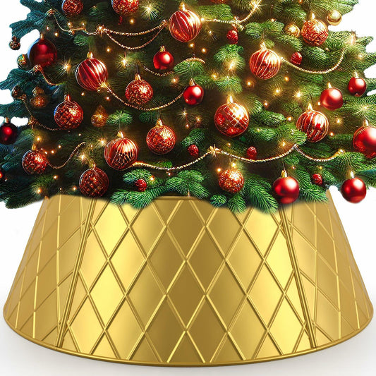 Irrantan Metal Christmas Tree Collar 28 Inch Golden Christmas Decoration
