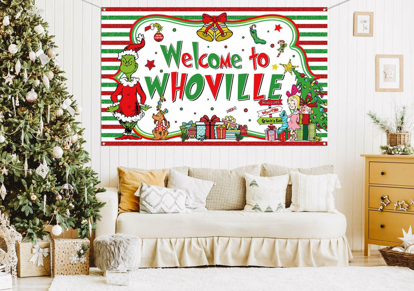 Sunwer Xmas Photo Booth Backdrop Green Christmas Winter Holiday 7x5ft White-A