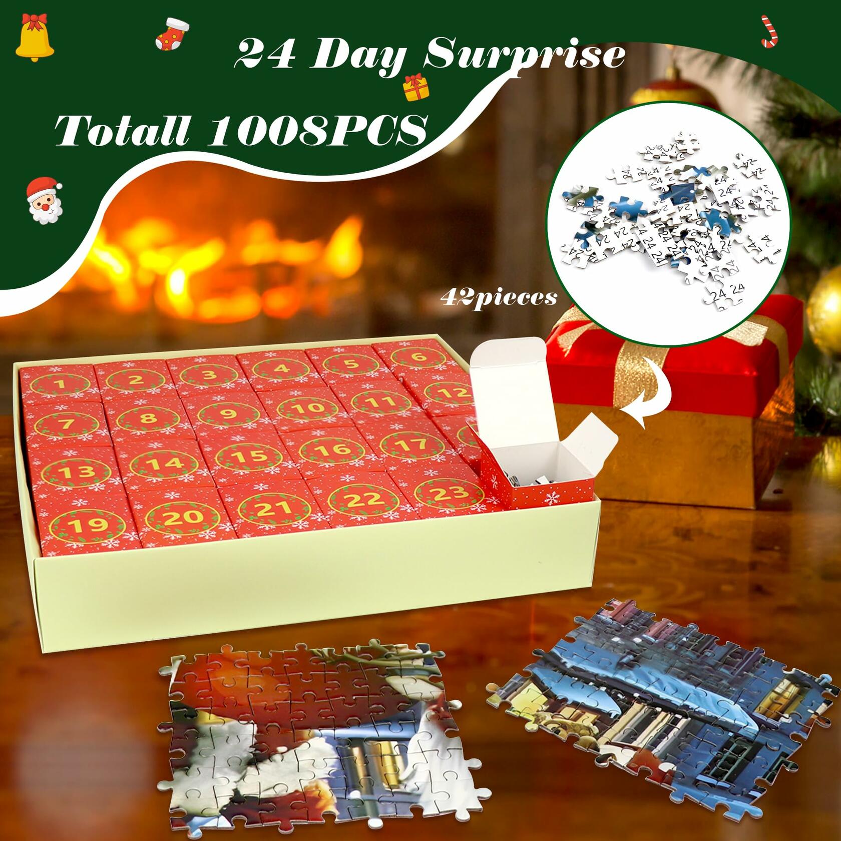 DBPBToU 1000pcs Christmas Caribou Jigsaw Puzzle Unique Pieces for Adults