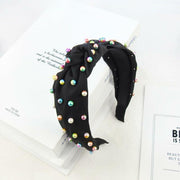 SMYAXUNW Colorful Pearl Knotted Hairband Turban Hair Accessories for Women