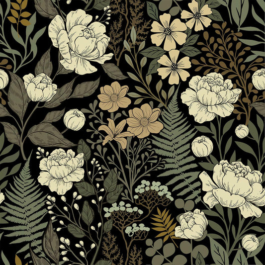 Decoroom Vintage Large Floral Peel and Stick Wallpaper 17.7in x 118in
