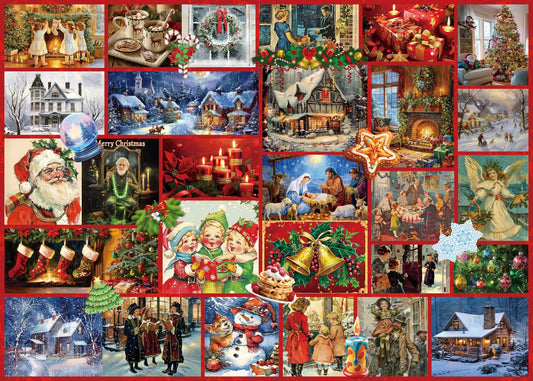 Vintage Christmas 1000 Piece Jigsaw Puzzle Nativity Snowman Winter Scenery
