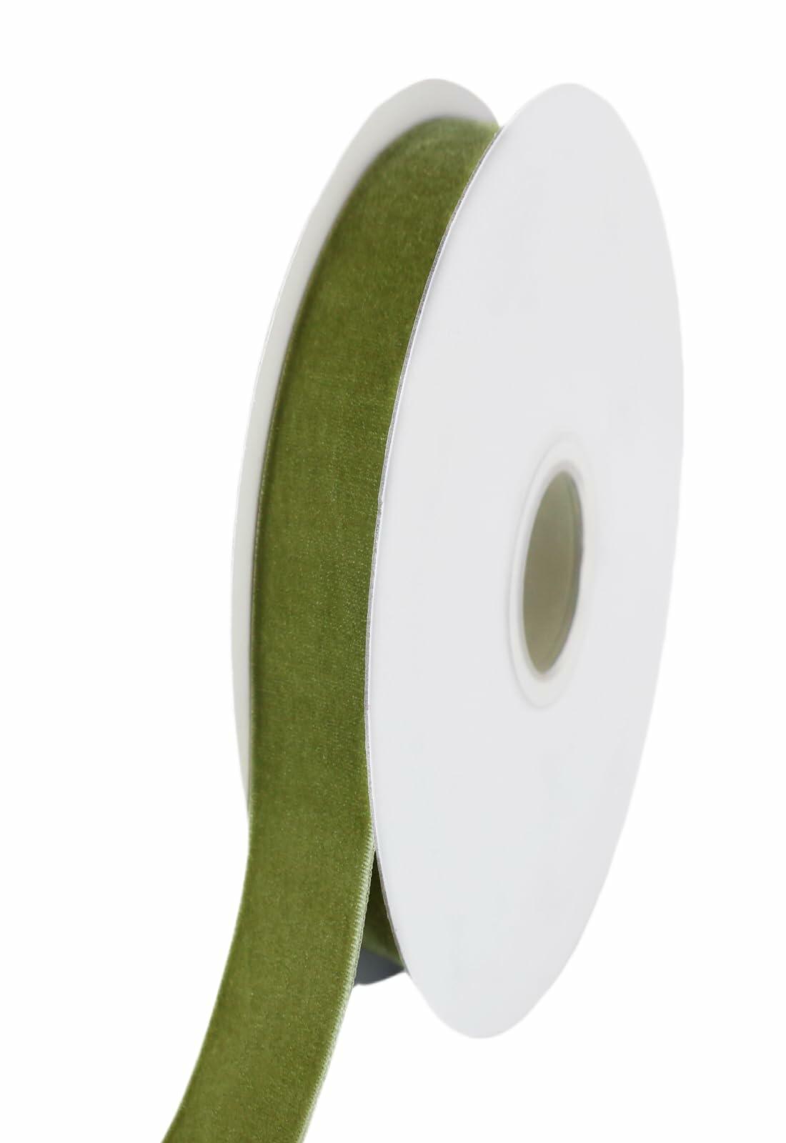 Abbaoww Moss Velvet Ribbon 5/8 Inch 10 Yards Green for Gift Wrapping DIY