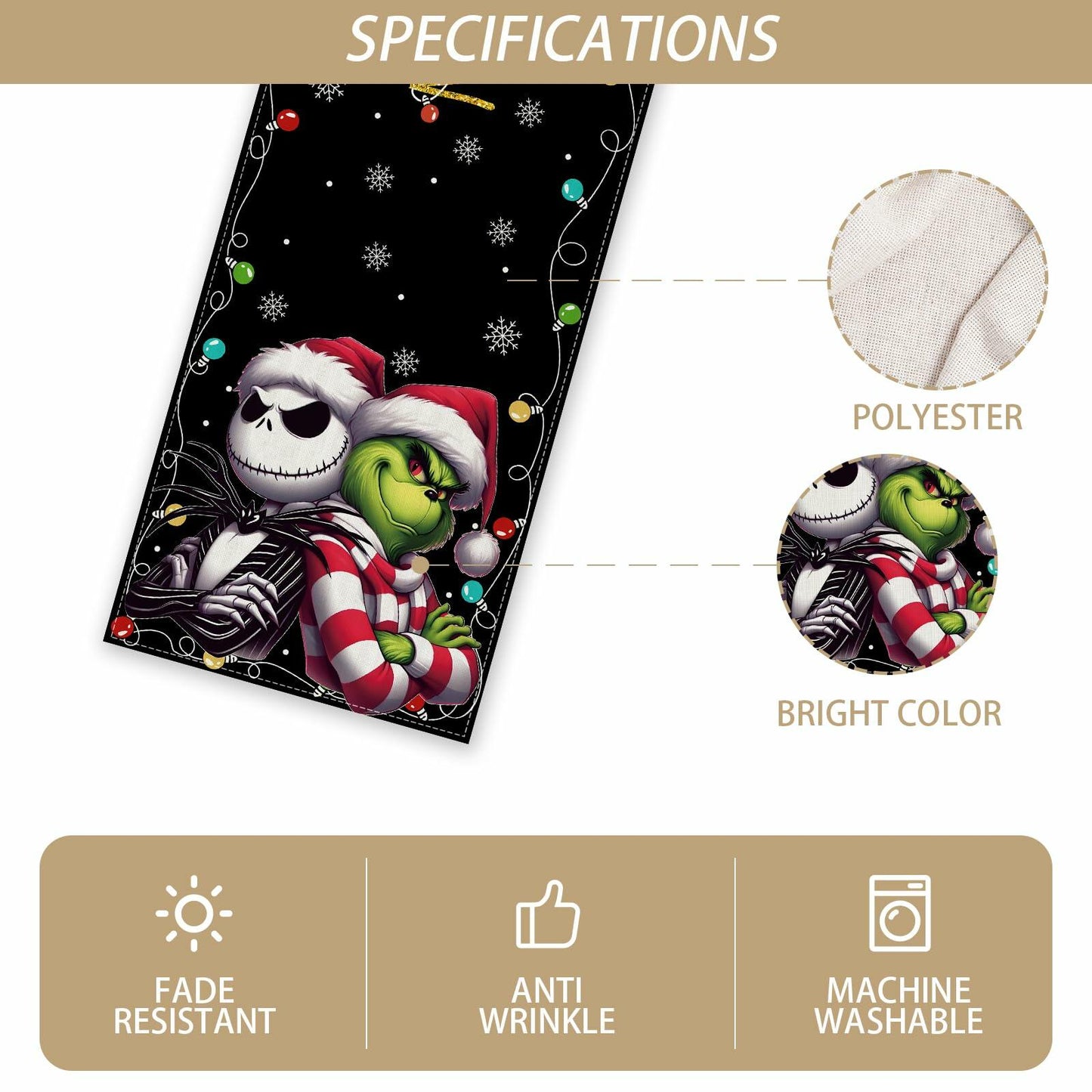 Christmas Table Runner Winter Xmas Decorations 13x72 Inch for Home Kitchen