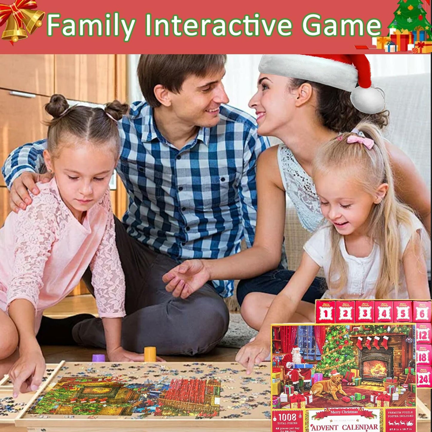 Puzzle Advent Calendar 2024 1008PCS 24 Days Countdown 27.56x19.68 Inch
