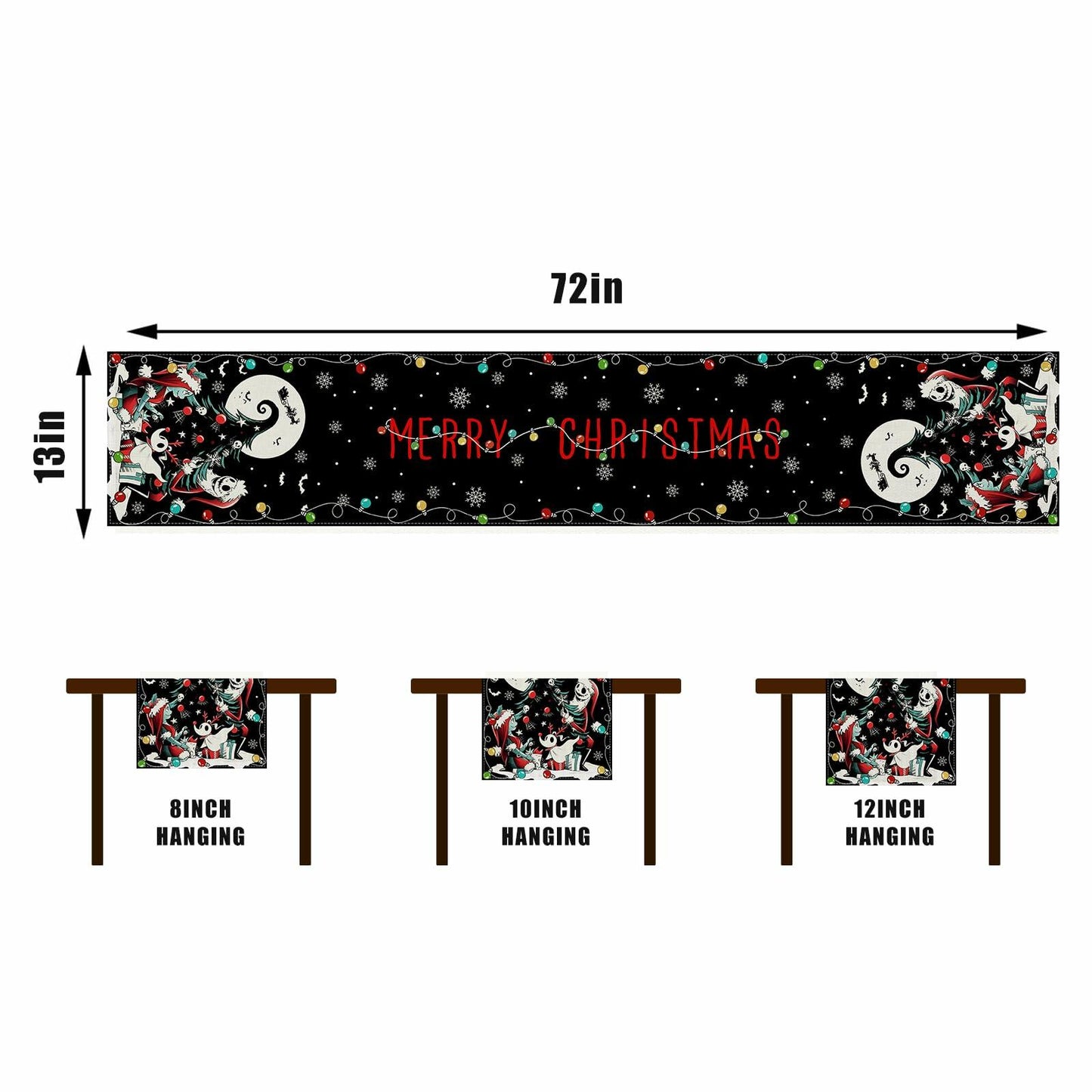 Christmas Table Runner Merry Christmas Winter Xmas Decorations 13x72"