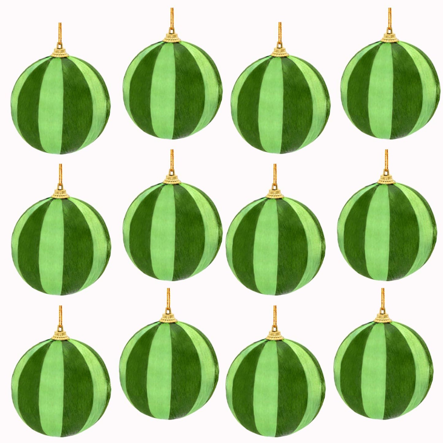 12 Pcs Christmas Thread Wrapped Balls Ornaments 2.4 Inch Hanging Decor