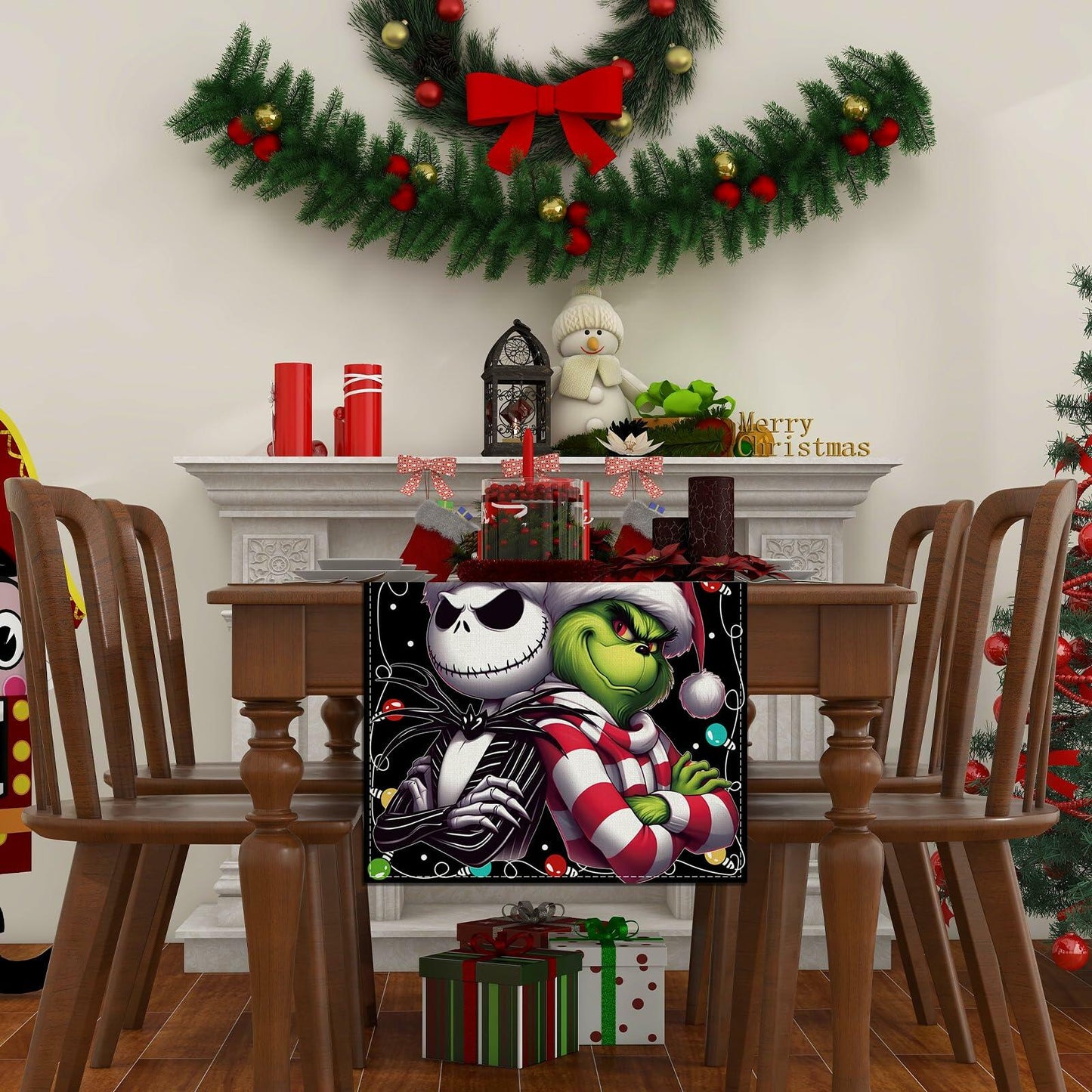 Christmas Table Runner Winter Xmas Decorations 13x72 Inch for Home Kitchen