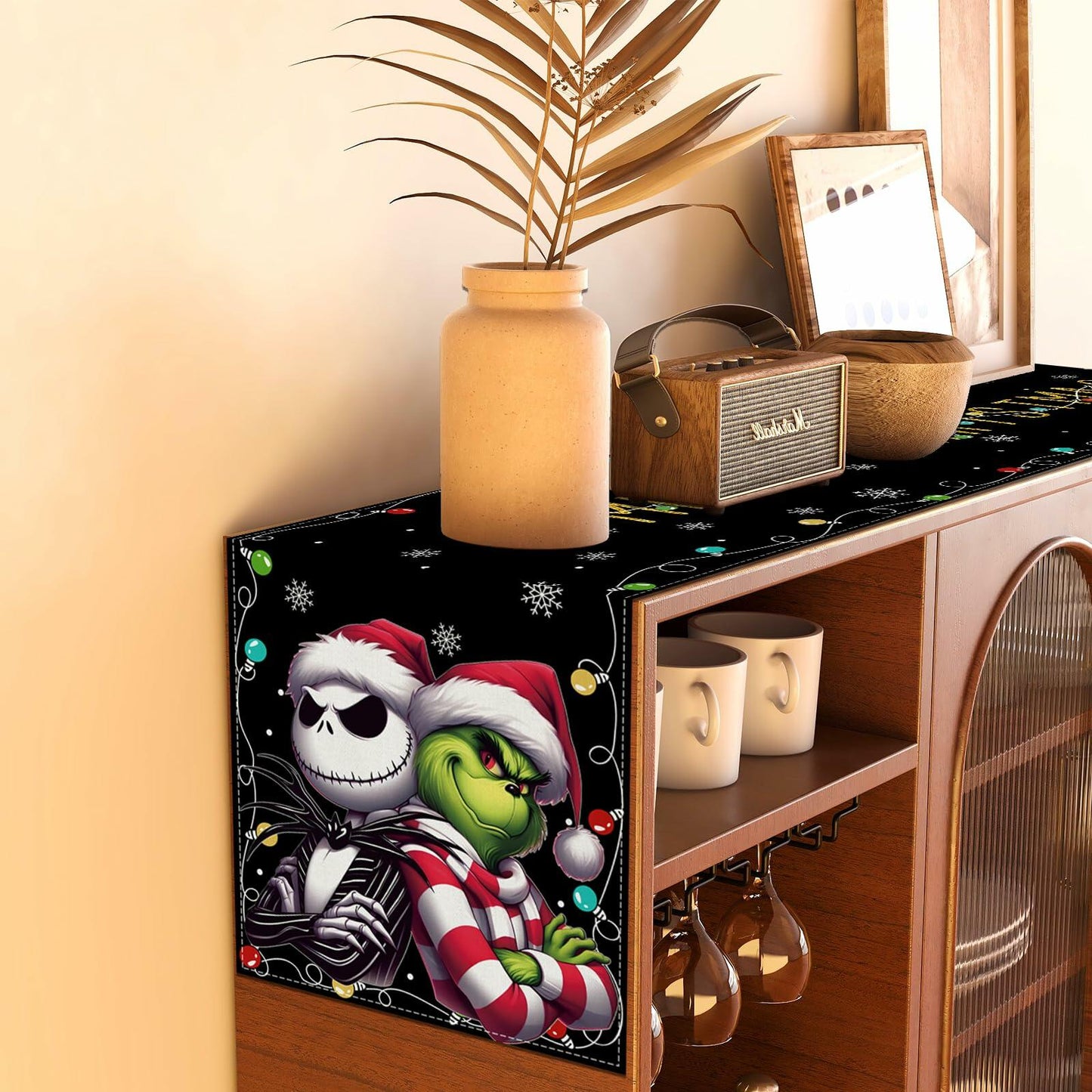 Christmas Table Runner Winter Xmas Decorations 13x72 Inch for Home Kitchen