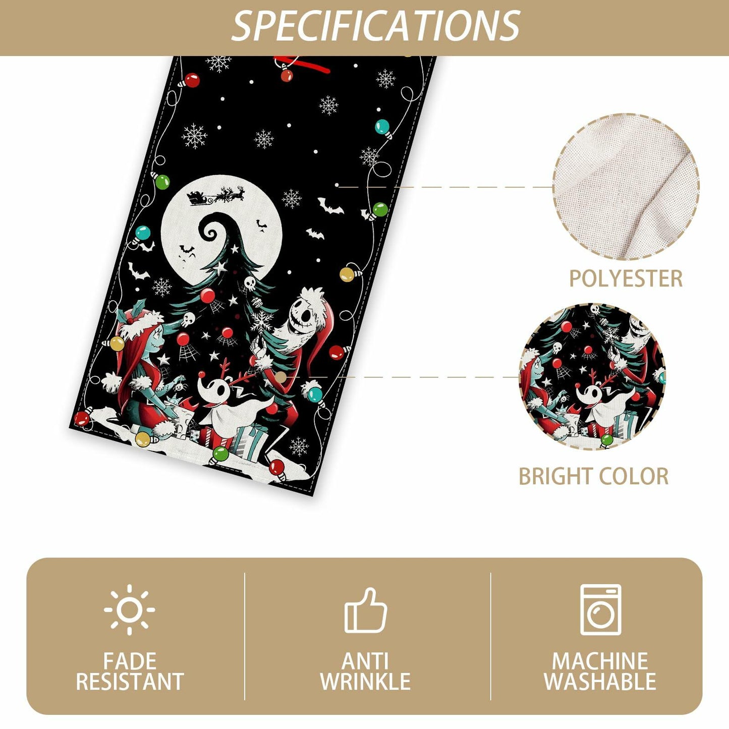 Christmas Table Runner Merry Christmas Winter Xmas Decorations 13x72"