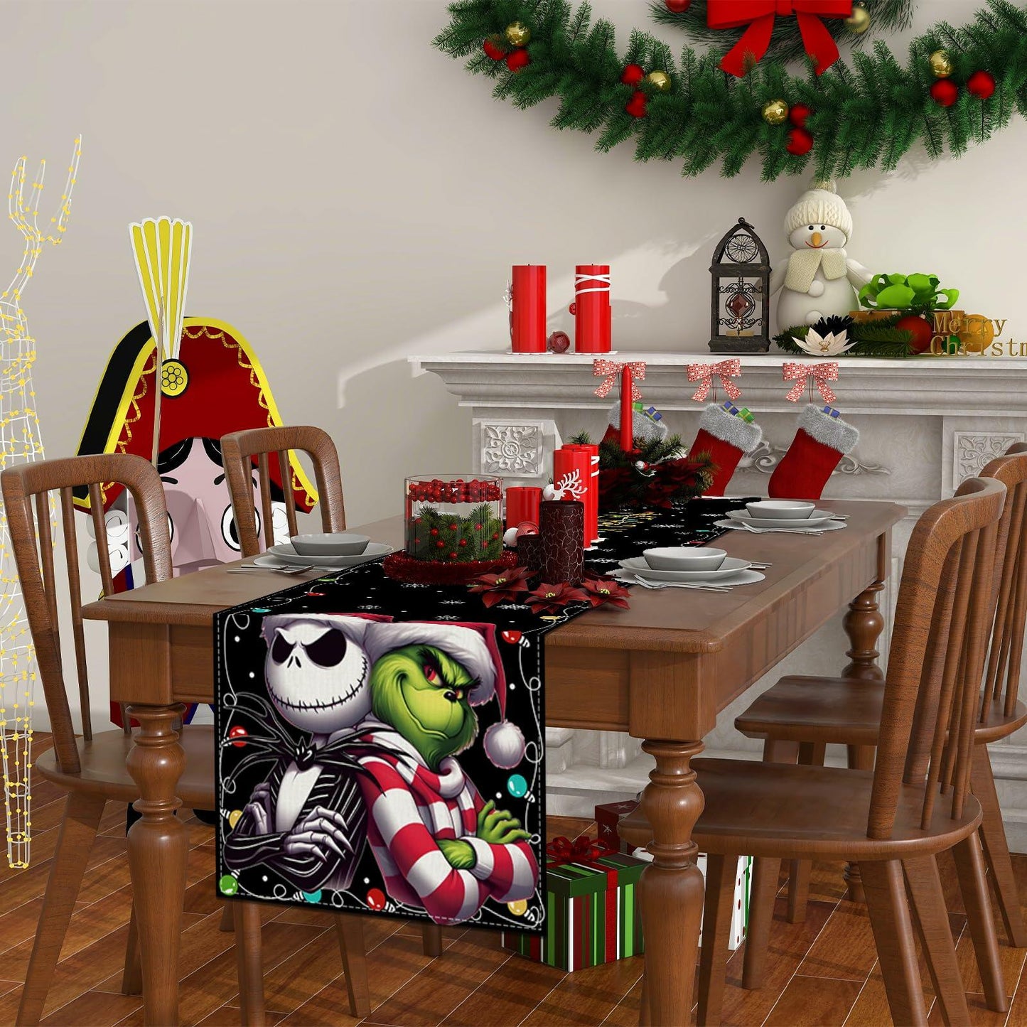 Christmas Table Runner Winter Xmas Decorations 13x72 Inch for Home Kitchen