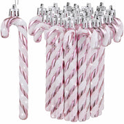 Sotiff Plastic Glitter Candy Cane Ornaments Pink White 72 Pcs Holiday Decor