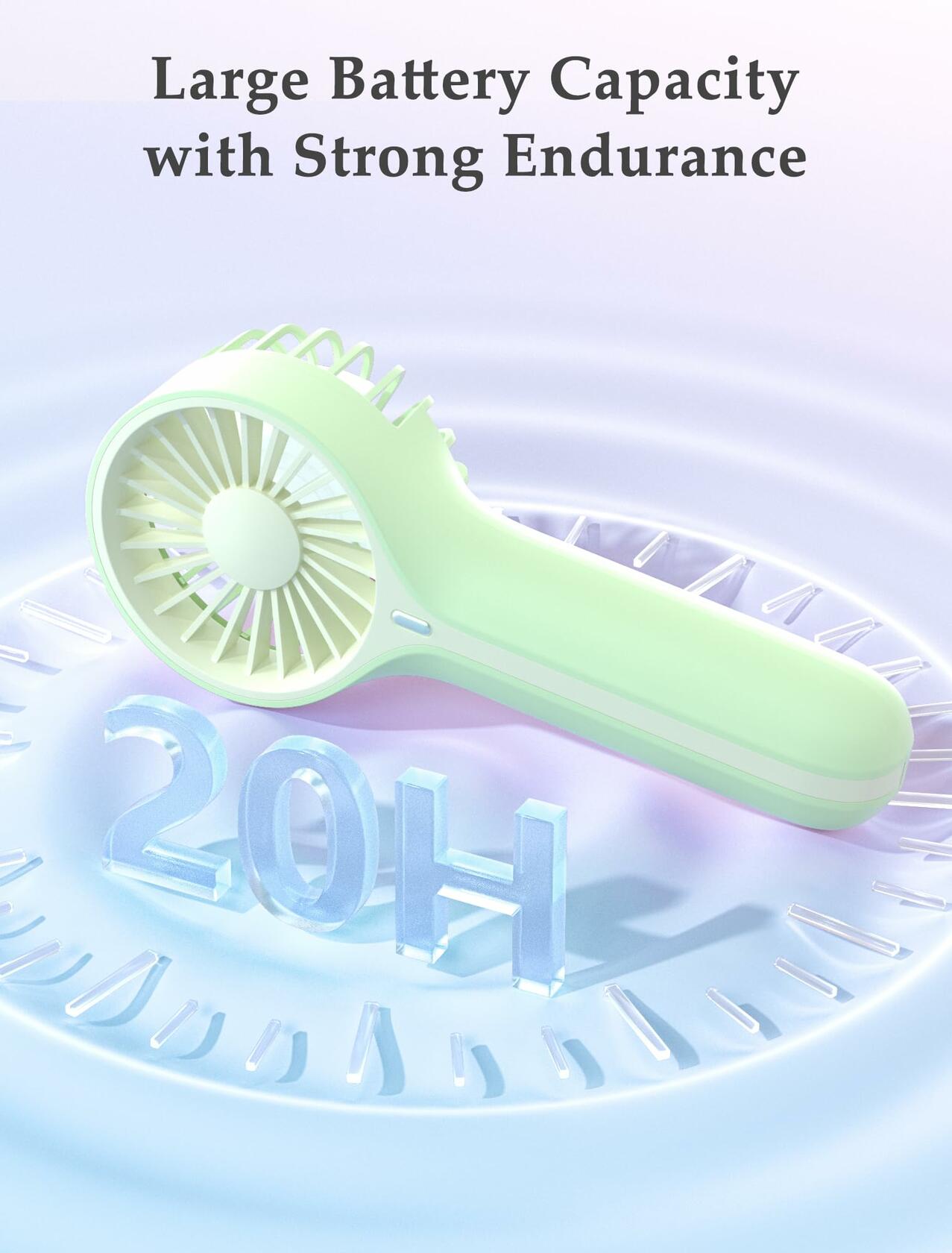 Lerat Mini Portable Handheld Fan USB Rechargeable Green Battery Operated