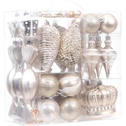 Sea Team 50-Pack Shatterproof Christmas Ball Ornaments Set Silver Xmas