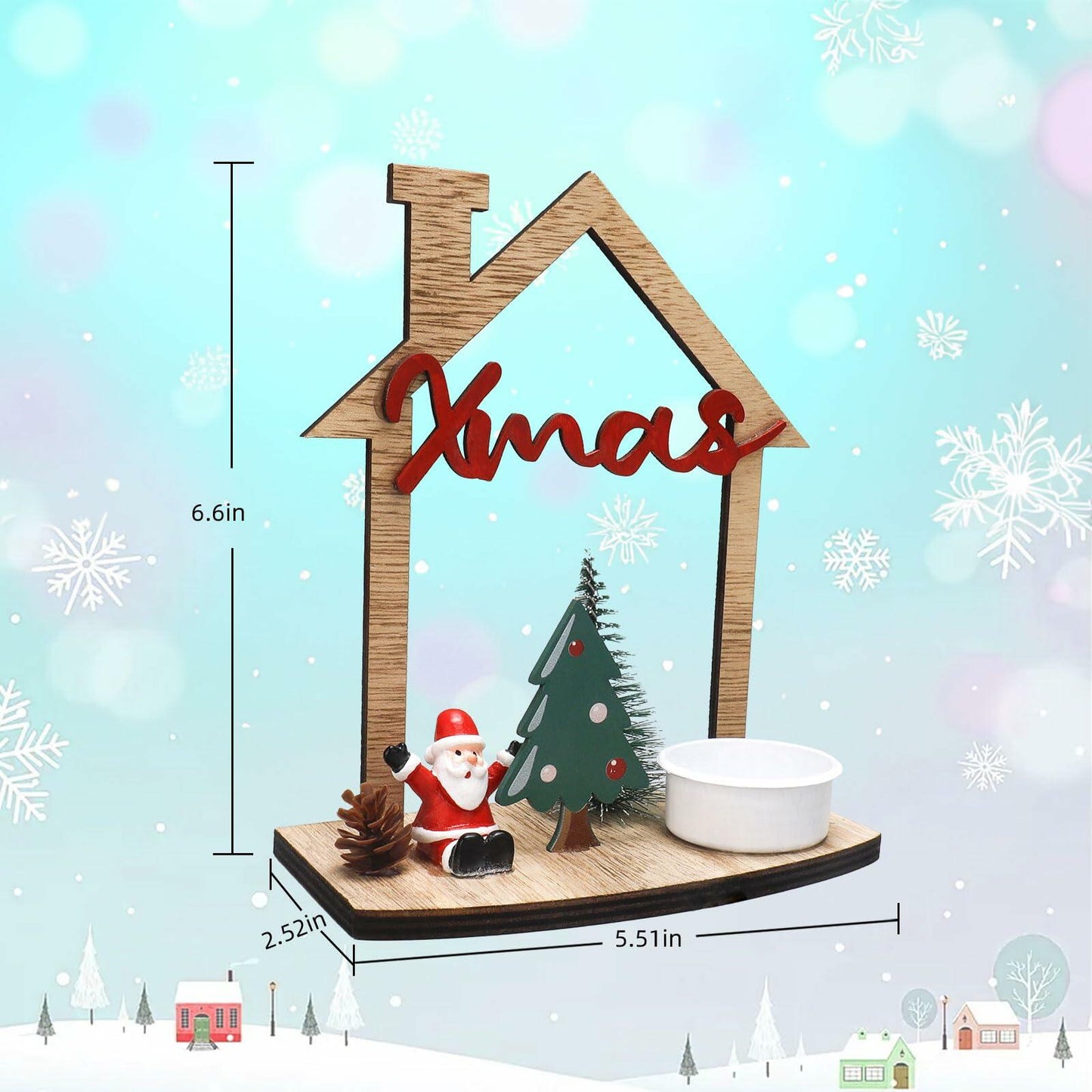 VQN Christmas Wooden Small House Crafts Rustic Xmas Holiday Ornament Decor