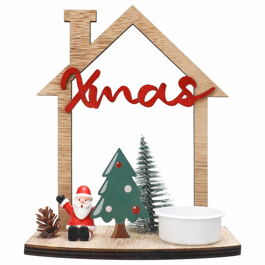 VQN Christmas Wooden Small House Crafts Rustic Xmas Holiday Ornament Decor