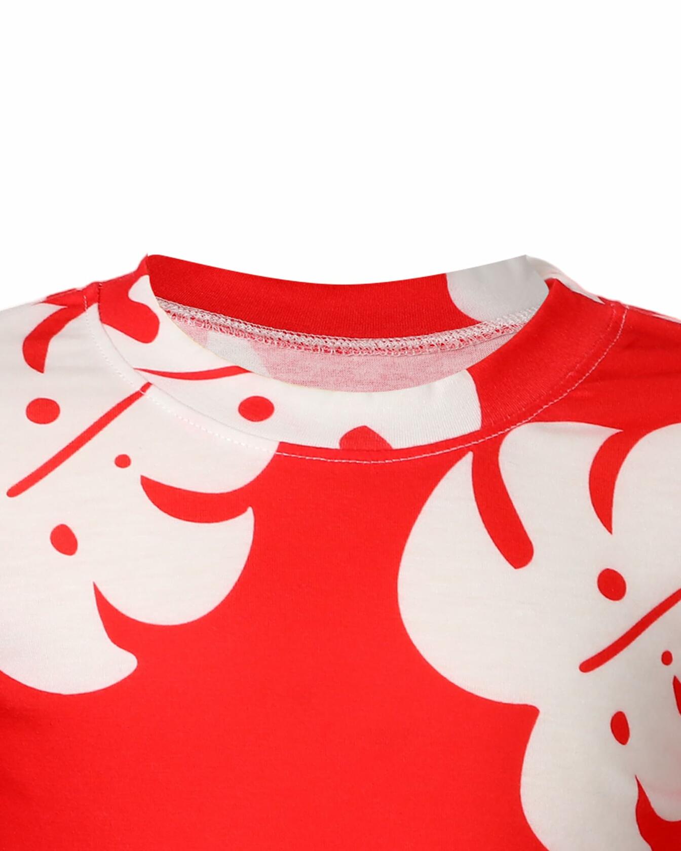 Toulite Halloween Girl Hawaiian Luau Costume Red Leaf T-Shirt Headband Anklet