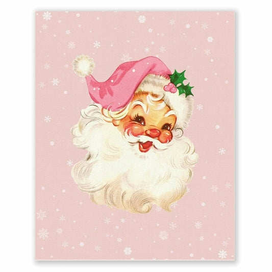 APJYM Pink Christmas Wall Art Merry Christmas Tree Santa 8x10 Inch