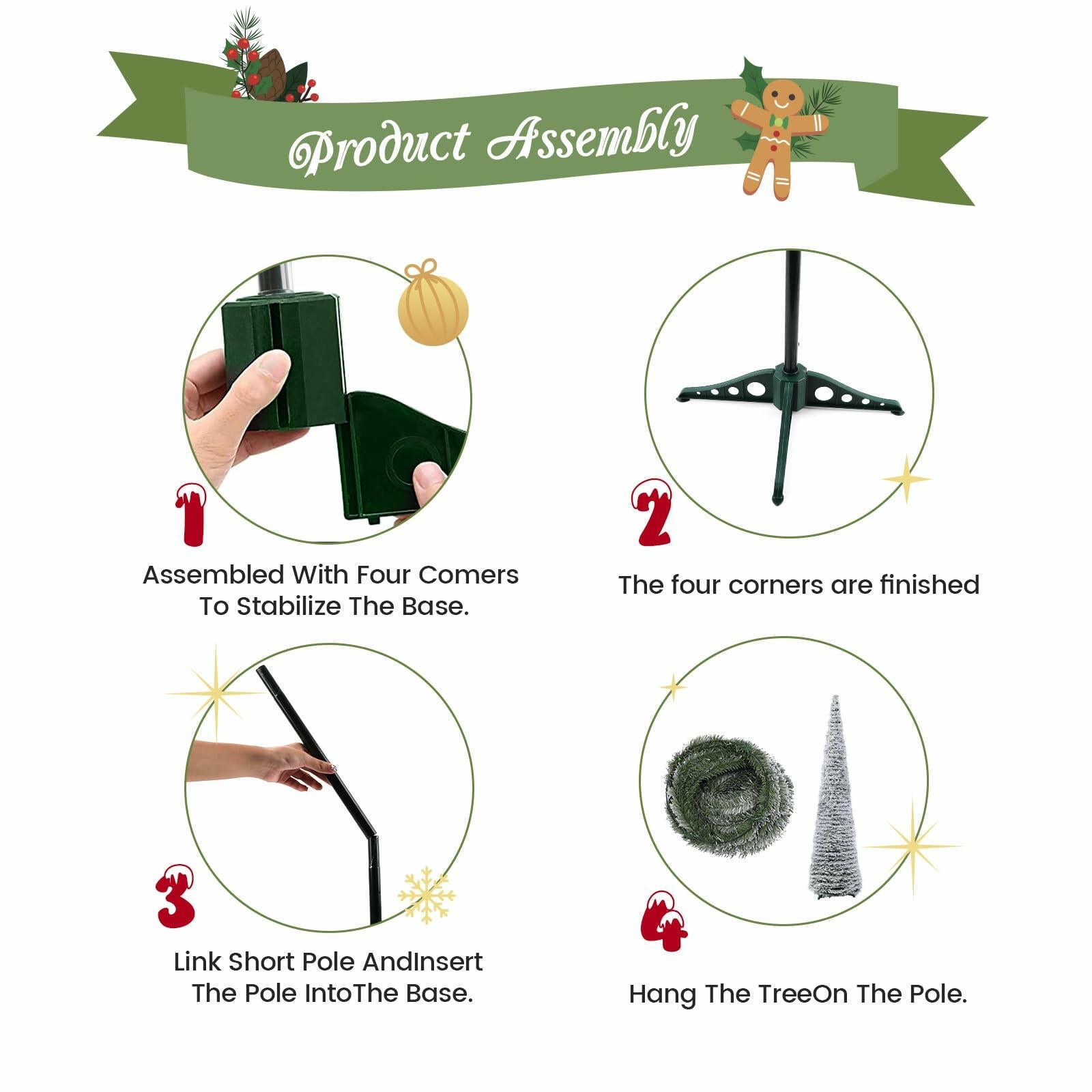 Joyyy Snow Flocked Christmas Tree 5ft White Artificial Pencil Tree