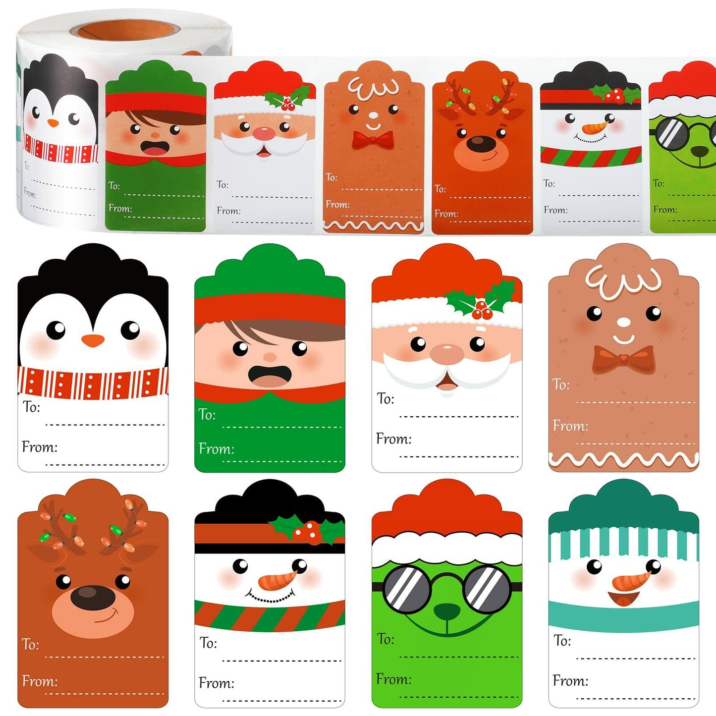 800 Pcs Christmas Gift Tag Stickers Self Adhesive Xmas Labels Cute Style