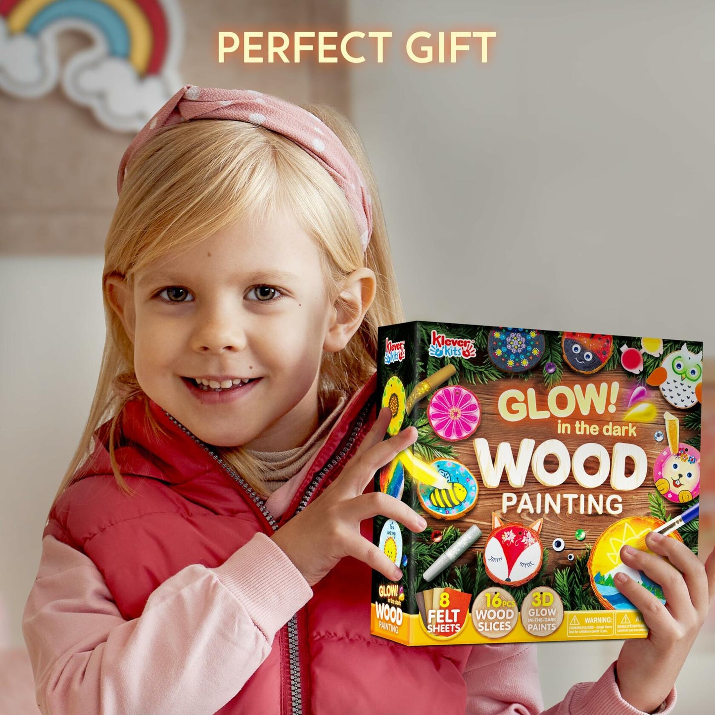 [Like_new] Klever Kits Wooden Painting Craft Kit Glow in The Dark Wood Slices Kids
