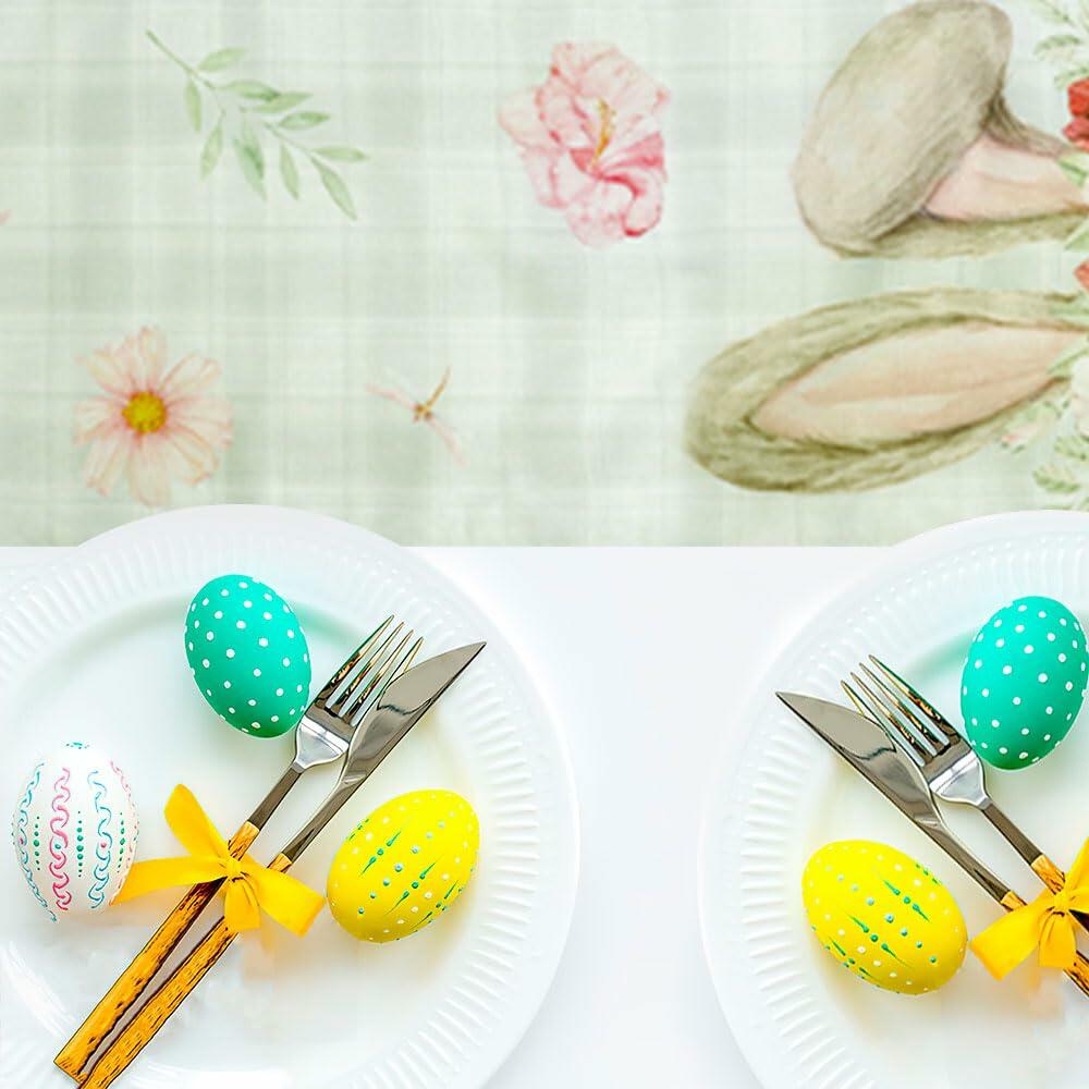 QIHOMPIB Easter Table Runner Pastel Pink Floral Boho 13x72 Inch