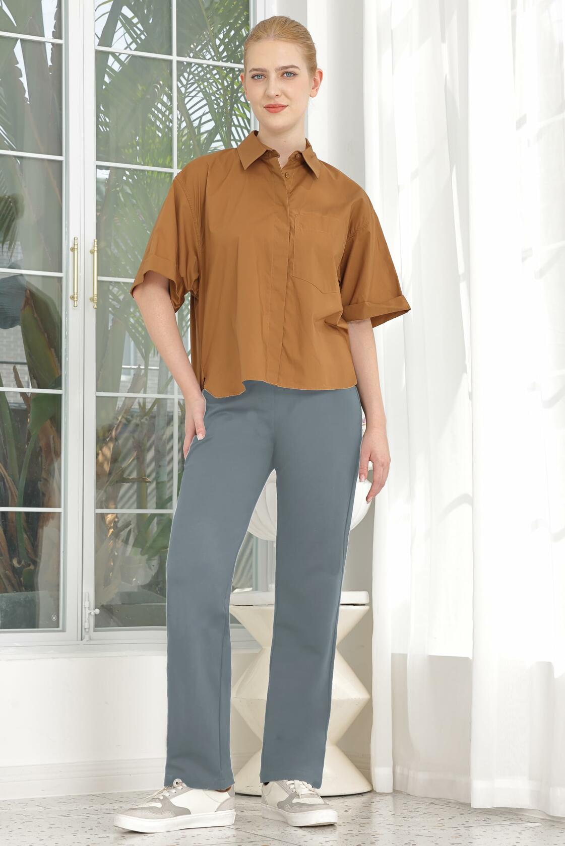 Women's Dress Pants Straight Work High Waisted Grey 29" Inseam Size 29