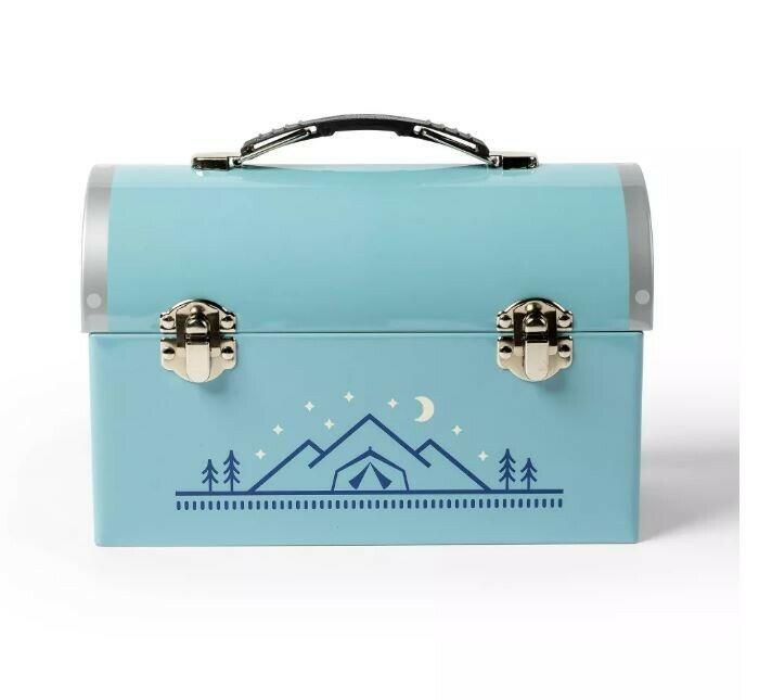 Target Bullseye's Playground Summer Camp Lunch Box Blue 7.5"x5" Tinplate