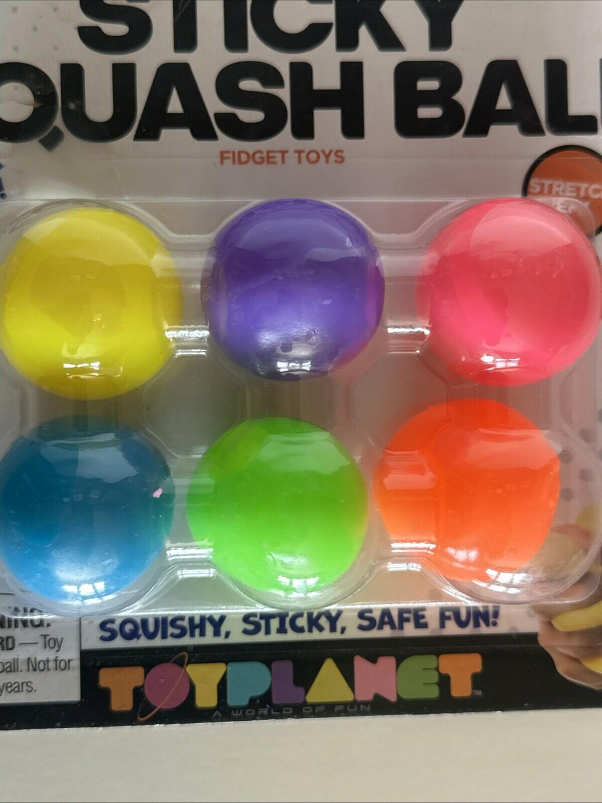 Toy Planet Fidget Stem Sticky Squash Balls Multi-Color Rubber Washable