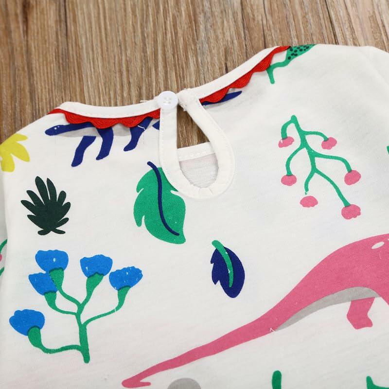 Dorhaeris Girls Cotton Long Sleeve Dinosaur A-line Crewneck Dress Size 2T