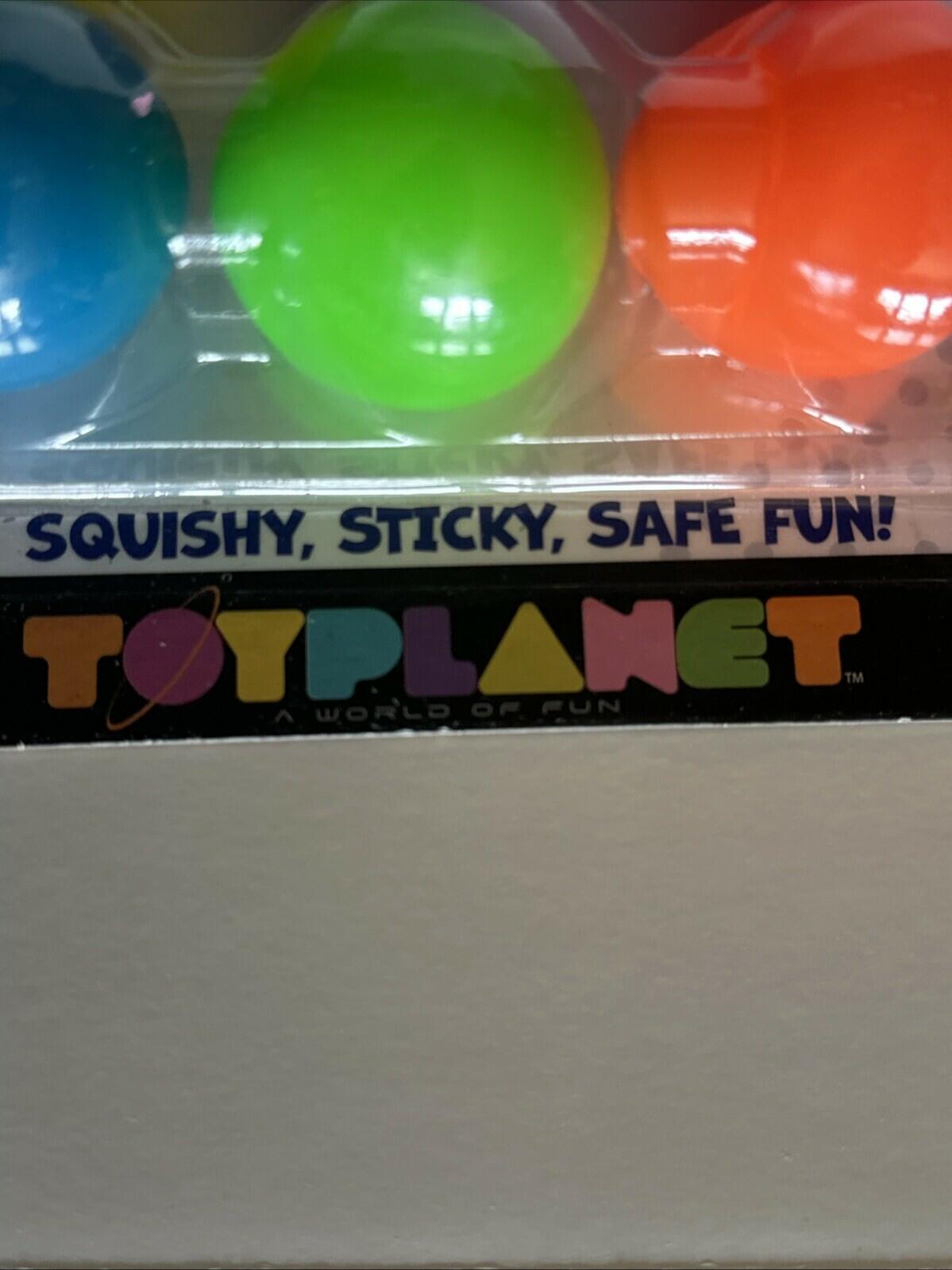 Toy Planet Fidget Stem Sticky Squash Balls Multi-Color Rubber Washable